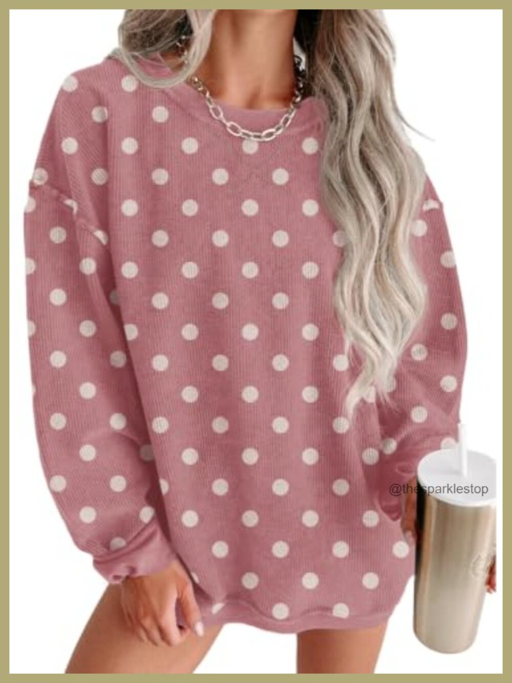 Womens Oversized Cored Corduroy Crewneck Pullover Sweatshirt Long Sleeve